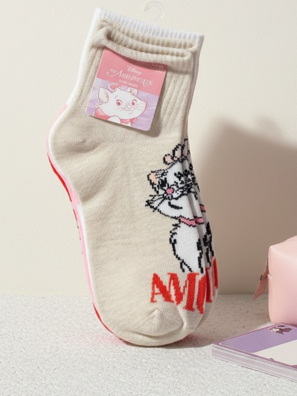 NWT Disney Cream Ankle Socks Aristocats 🩷🖤